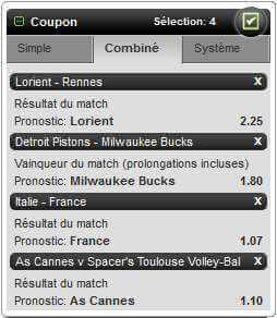 Paris combinés: tous les sports disponibles