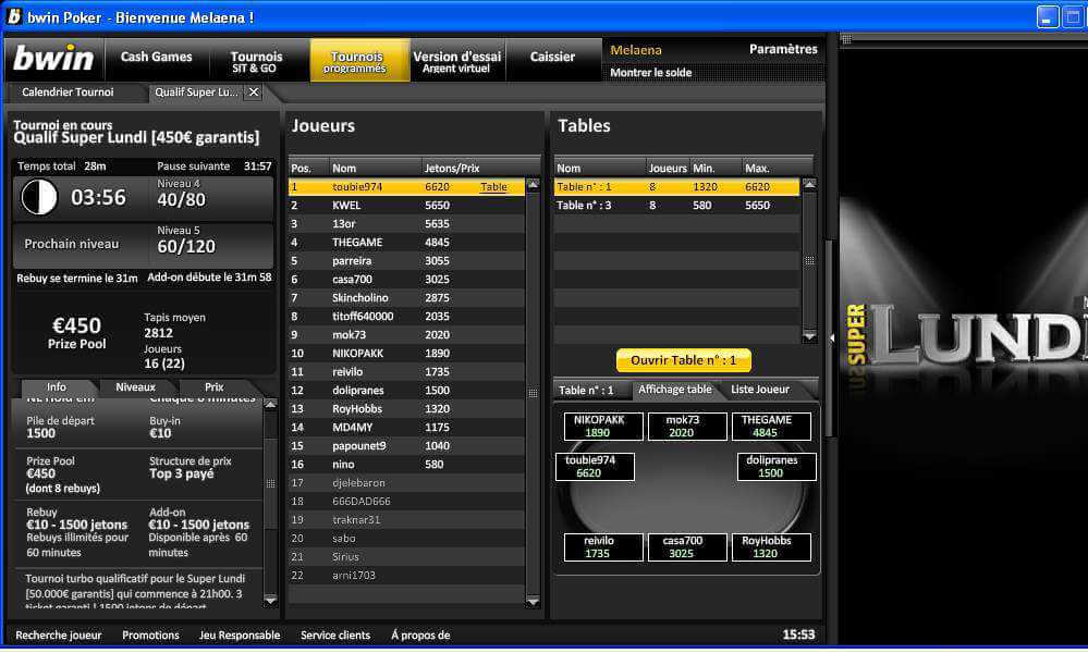 Overlay sur Bwin Poker