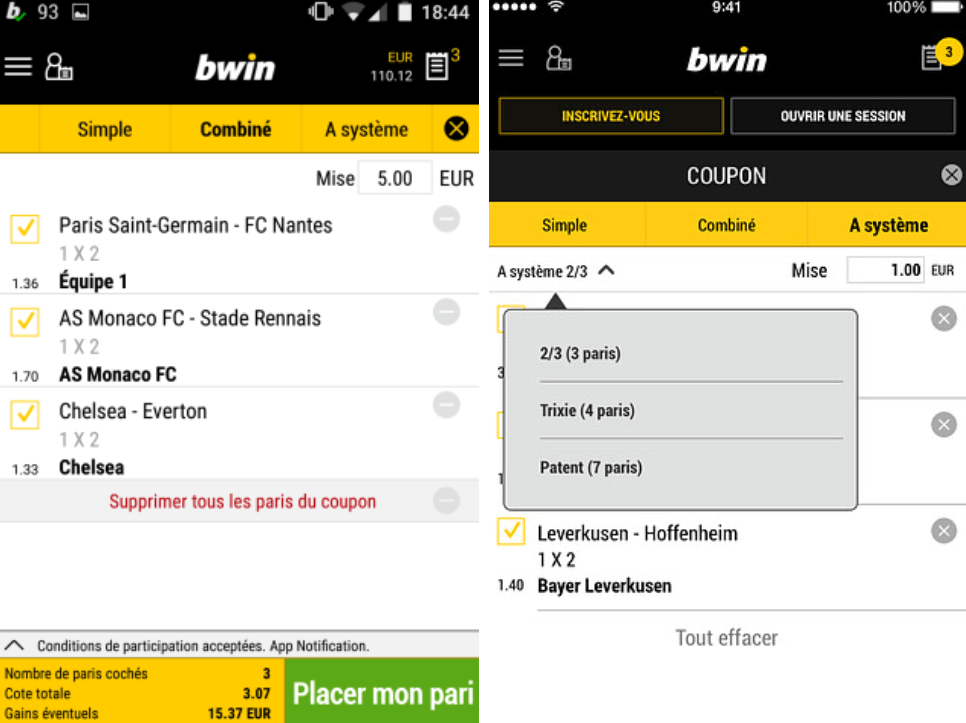 bwin android double