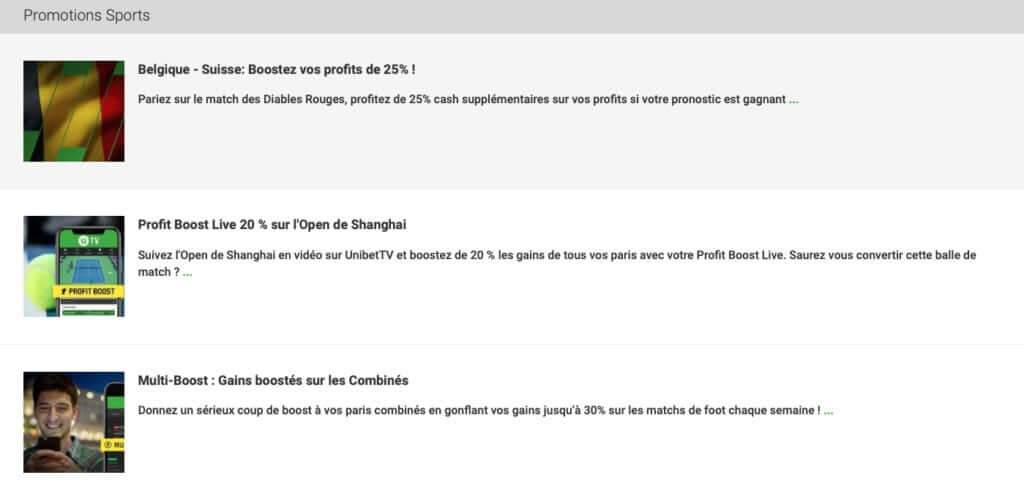 Offres d'Unibet pour le marché belge Unibet meilleurs sites de paris sportifs Belgique