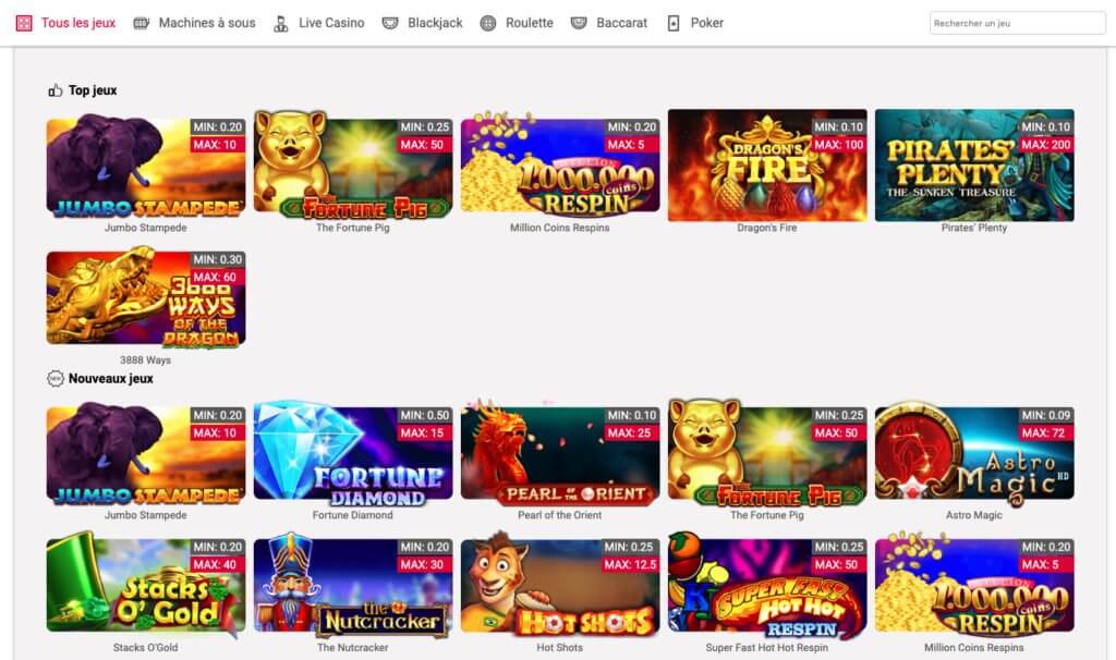 Catalogue de jeux myjackpots