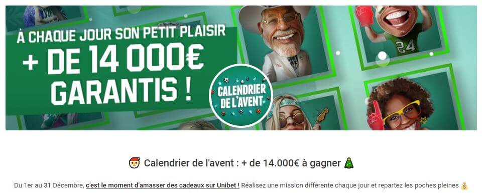 calendrier avent unibet