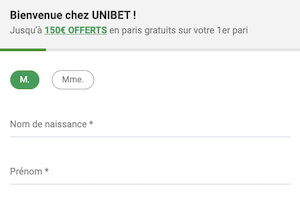 Inscription Unibet