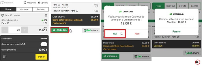 Cash out paris sportifs