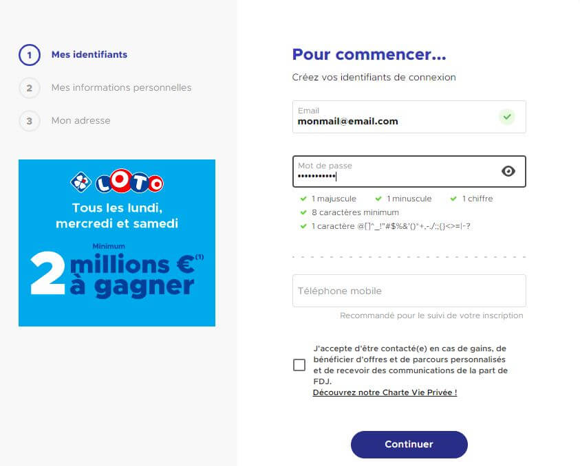 Inscription FDJ inscription fdj