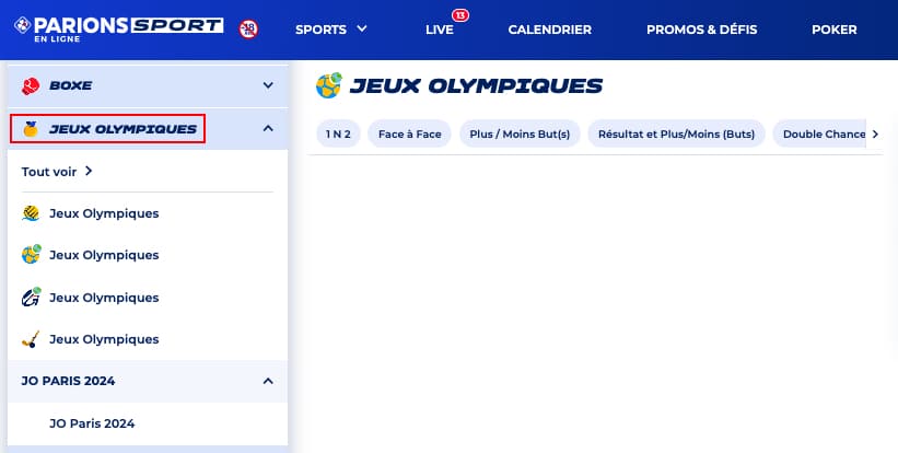 Pronos Jeux olympiques sur Parions Sport