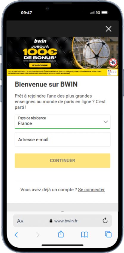 inscription bwin