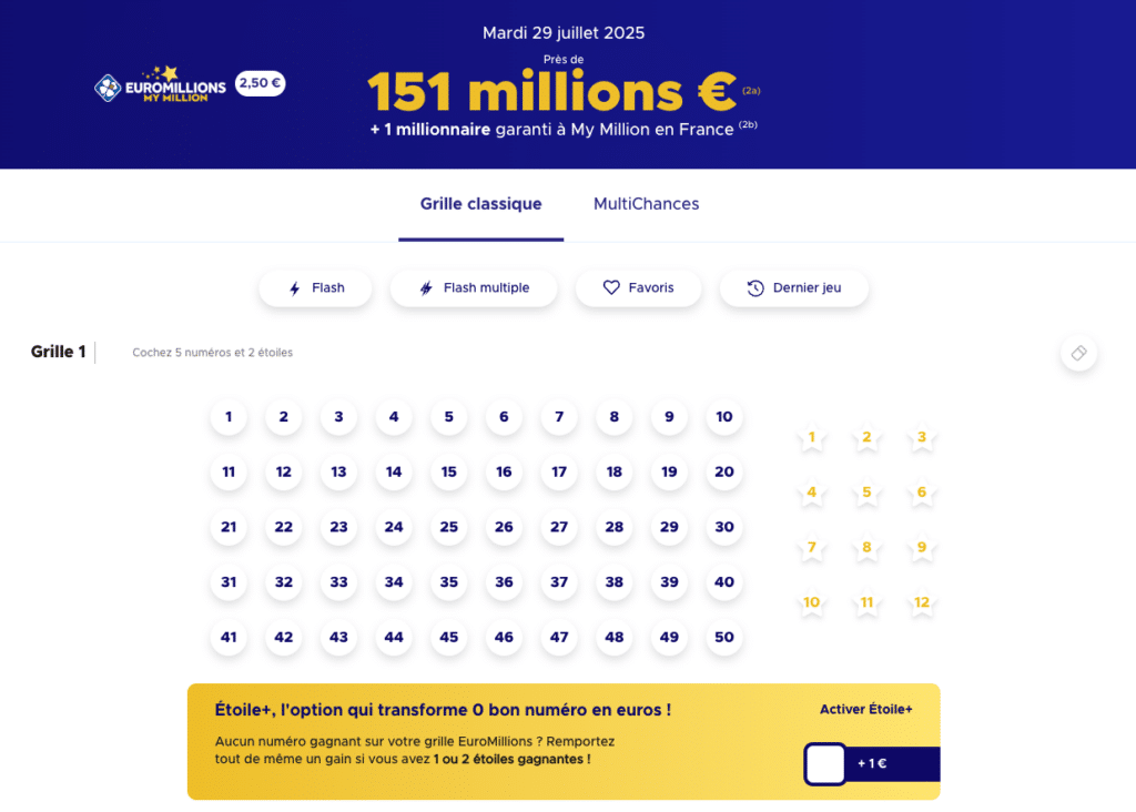 EuroMillions 29 juillet 2025 - 151 millions à gagner