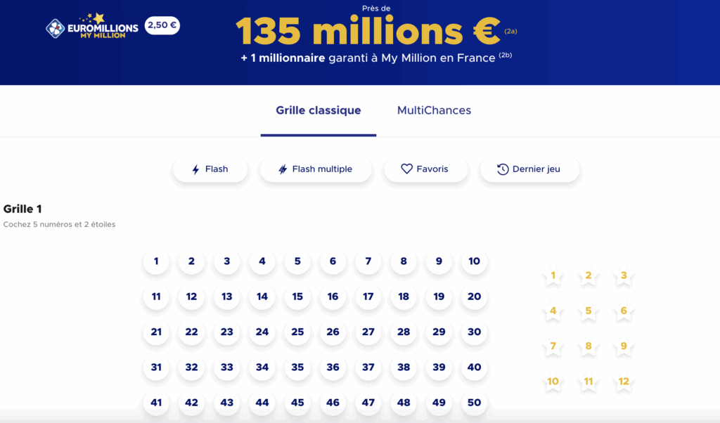 Euromillions 18 novembre 2025 - 135 millions à gagner