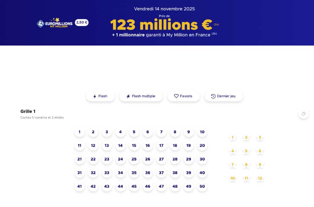 Euromillions vendredi 14 Novembre 2025