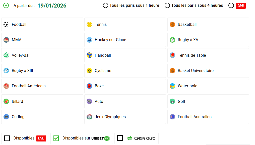Match en streaming Unibet unibet tv