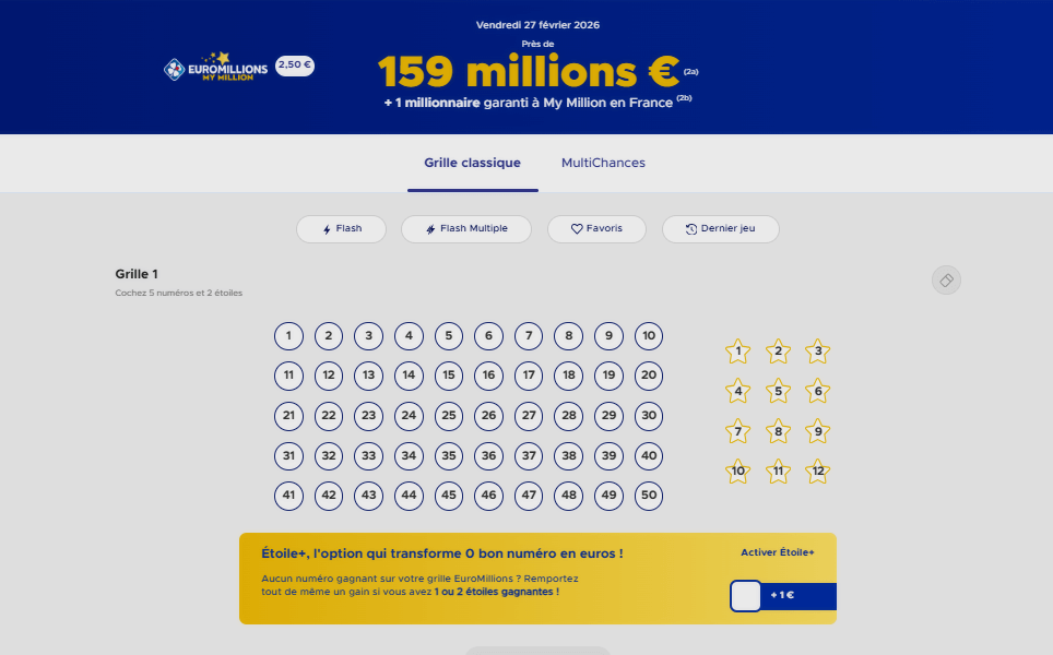 EuroMillions : 59 millions d’euros à gagner ce vendredi 27 février 2026